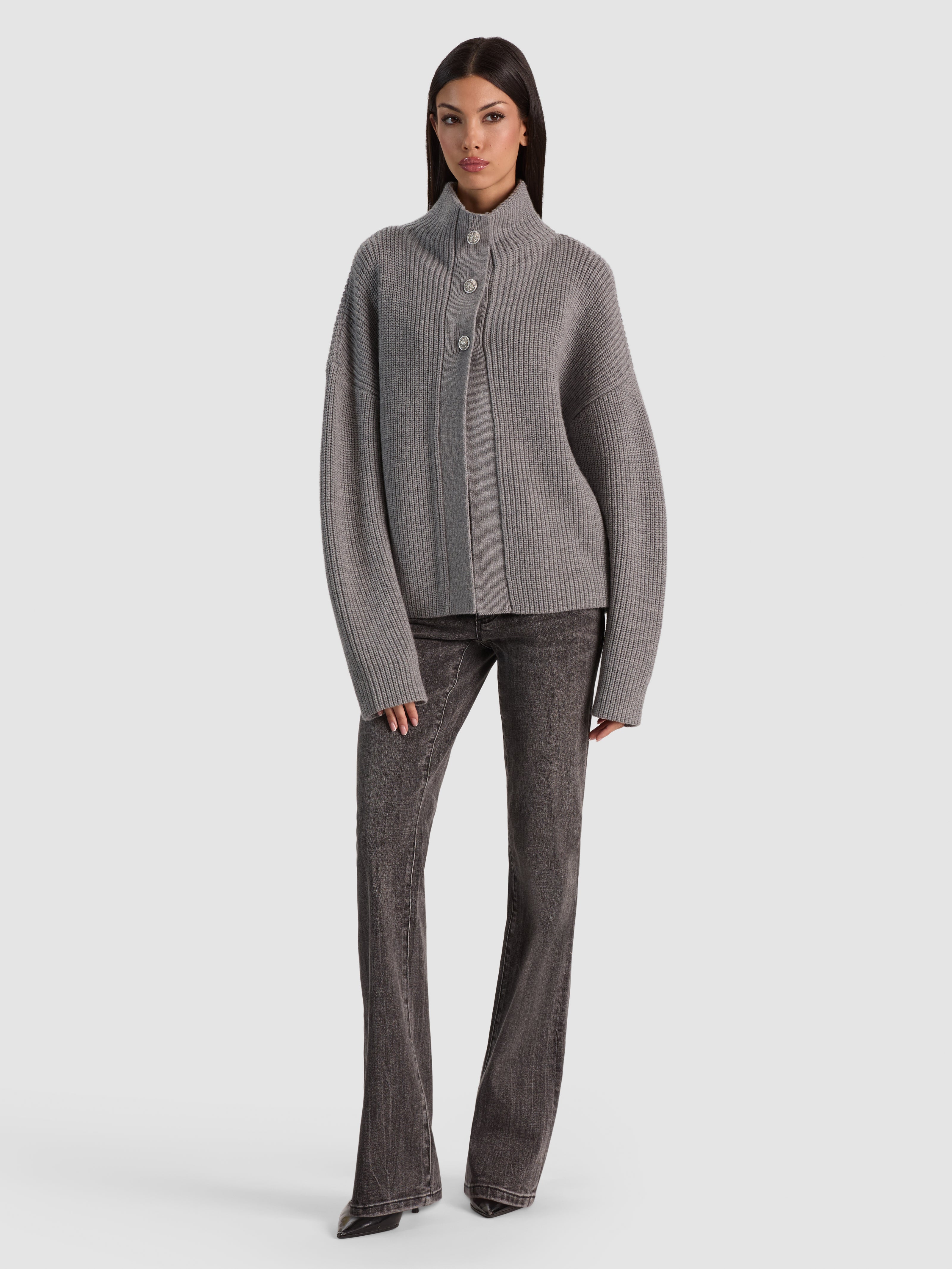 PEARSON WOOL DRAPE NECK SWEATER-MEDIUM HEATHER GREY-ALICE + OLIVIA