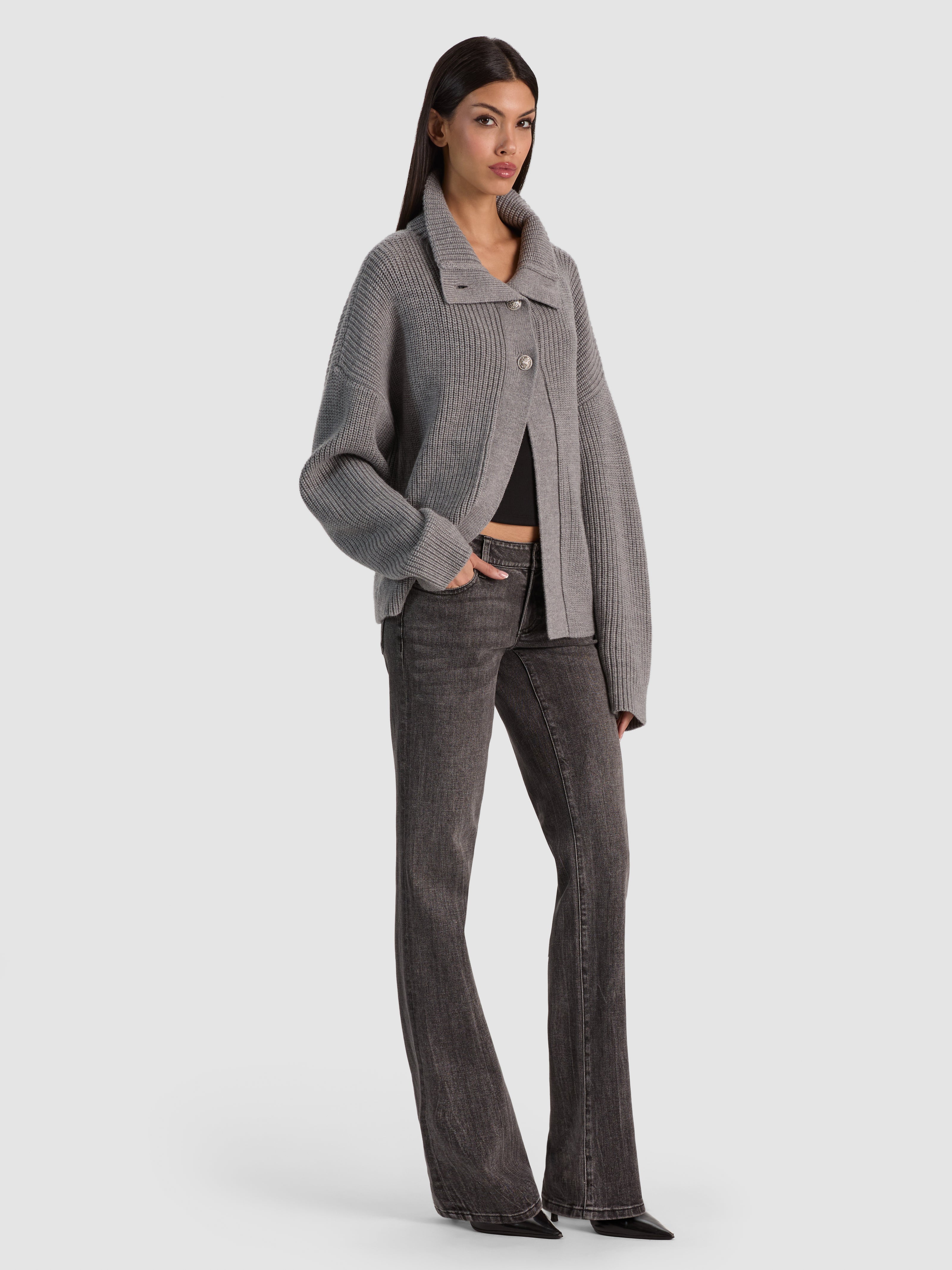 PEARSON WOOL DRAPE NECK SWEATER-MEDIUM HEATHER GREY-ALICE + OLIVIA