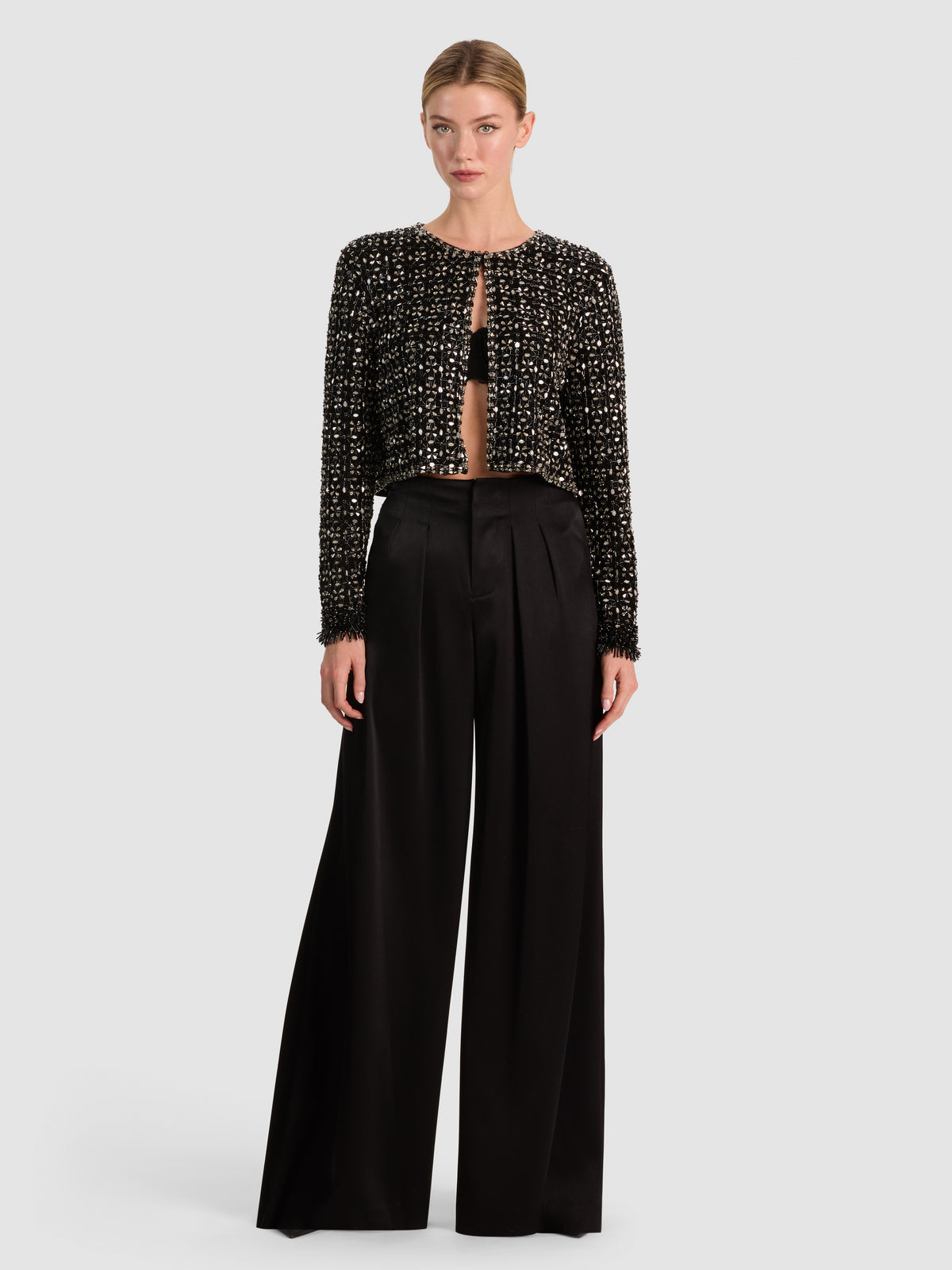 KIDMAN EMBELLISHED CROPPED JACKET - BLACK