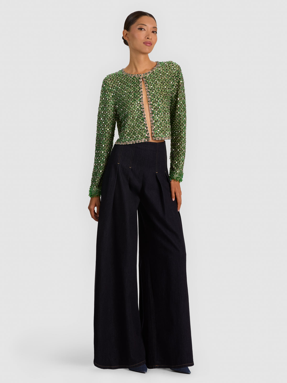 KIDMAN EMBELLISHED FRINGE JACKET-MEADOW GREEN-ALICE + OLIVIA