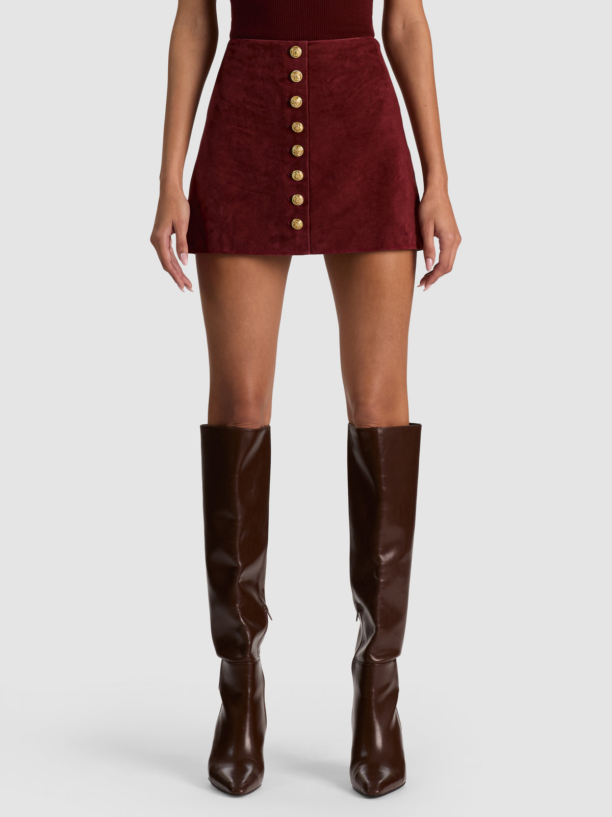 RUBI SUEDE MINI SKIRT - COGNAC