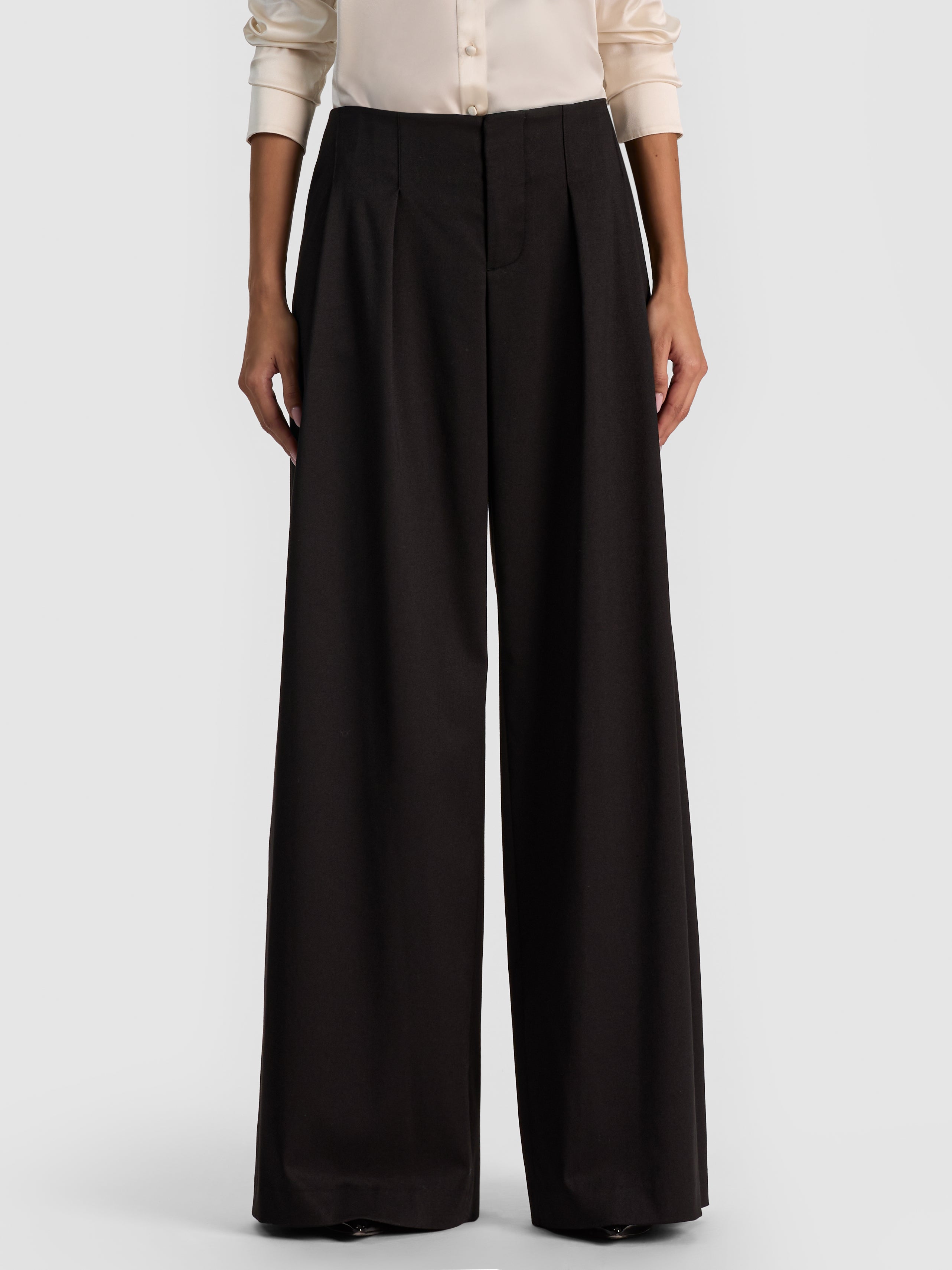 ELIAS DOUBLE PLEAT TROUSER-Black-ALICE + OLIVIA