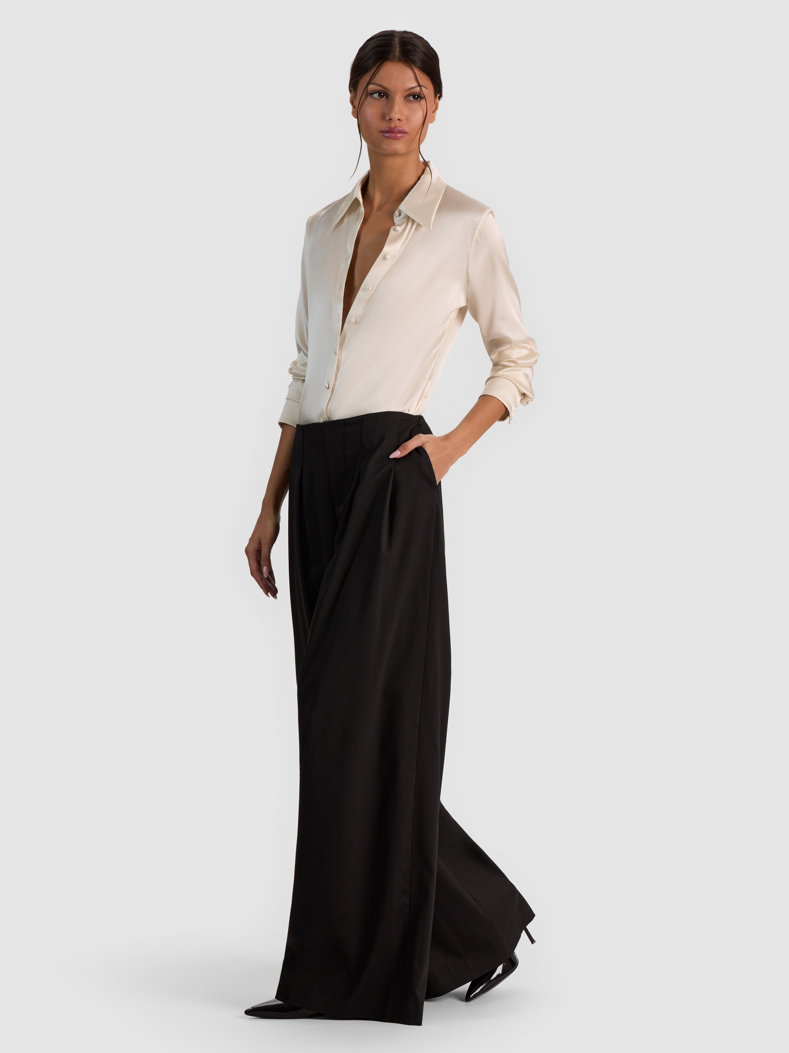 ELIAS DOUBLE PLEAT TROUSER-Black-ALICE + OLIVIA