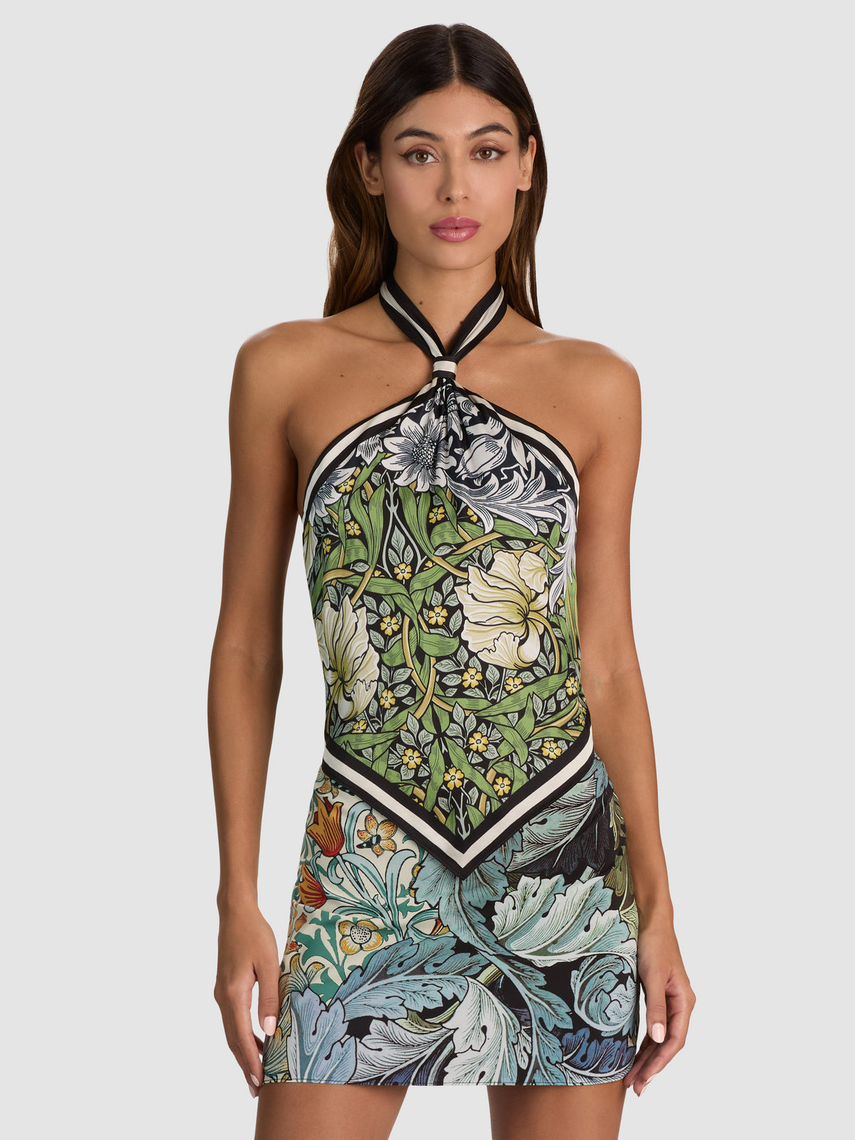 MARIAH FAUX SCARF MINI DRESS - MASTERPIECE