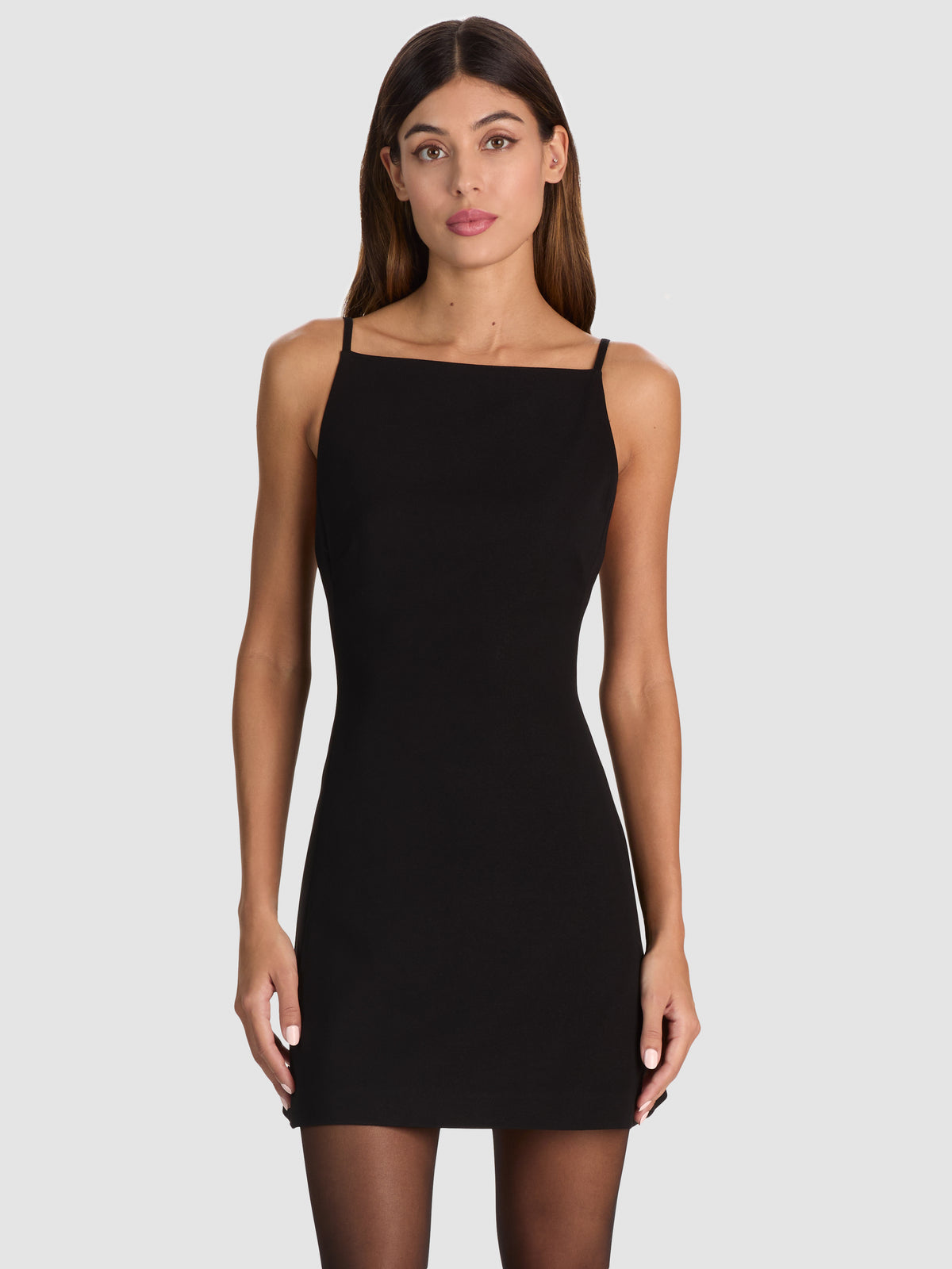 CHERIE SQUARE NECK MINI DRESS-Black-ALICE + OLIVIA