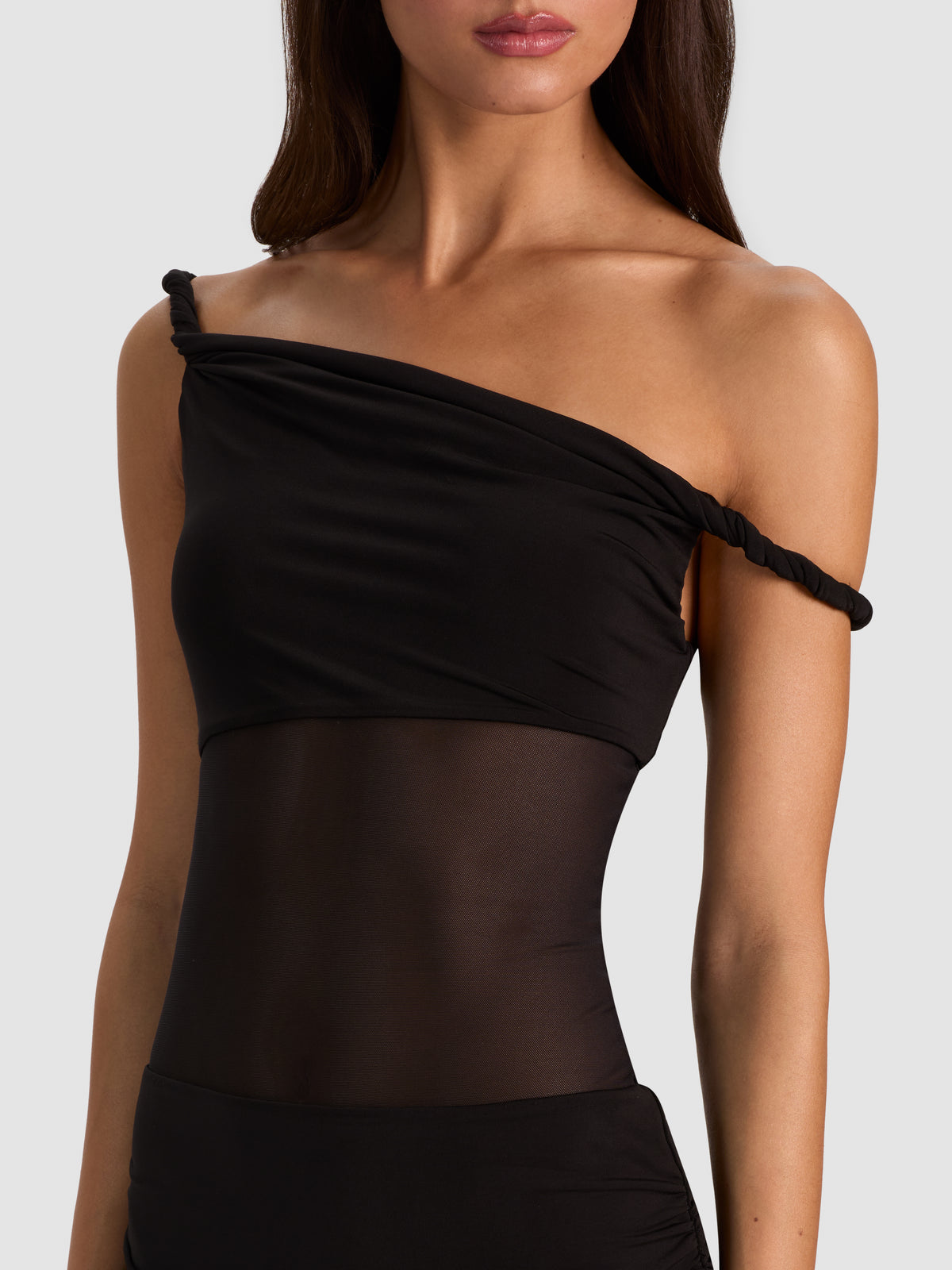 GAIA TWIST OFF SHOULDER MAXI DRESS-Black-ALICE + OLIVIA
