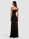 GAIA TWIST OFF SHOULDER MAXI DRESS-Black-ALICE + OLIVIA