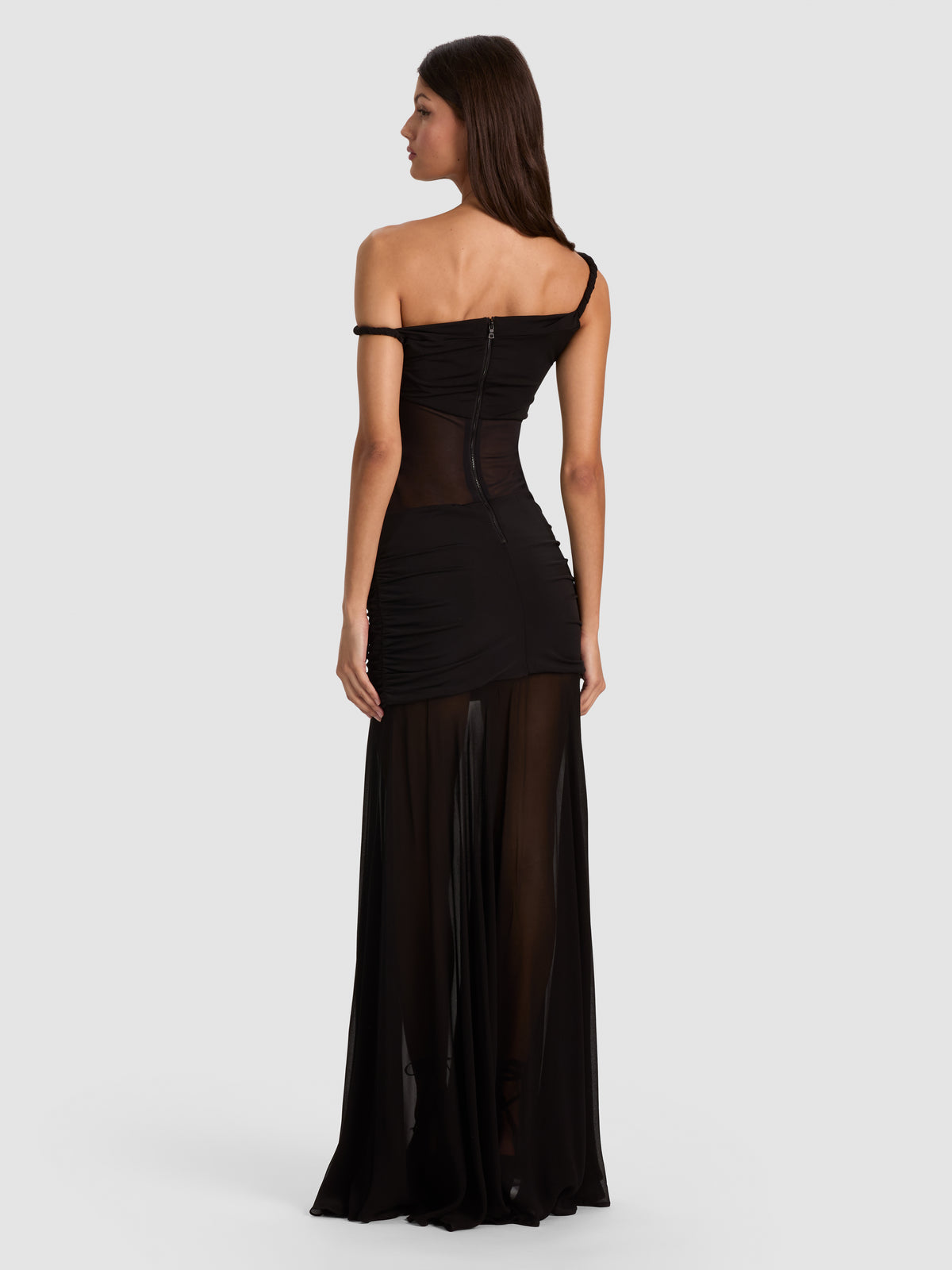 GAIA TWIST OFF SHOULDER MAXI DRESS-Black-ALICE + OLIVIA