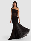 GAIA TWIST OFF SHOULDER MAXI DRESS-Black-ALICE + OLIVIA