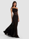 GAIA TWIST OFF SHOULDER MAXI DRESS-Black-ALICE + OLIVIA