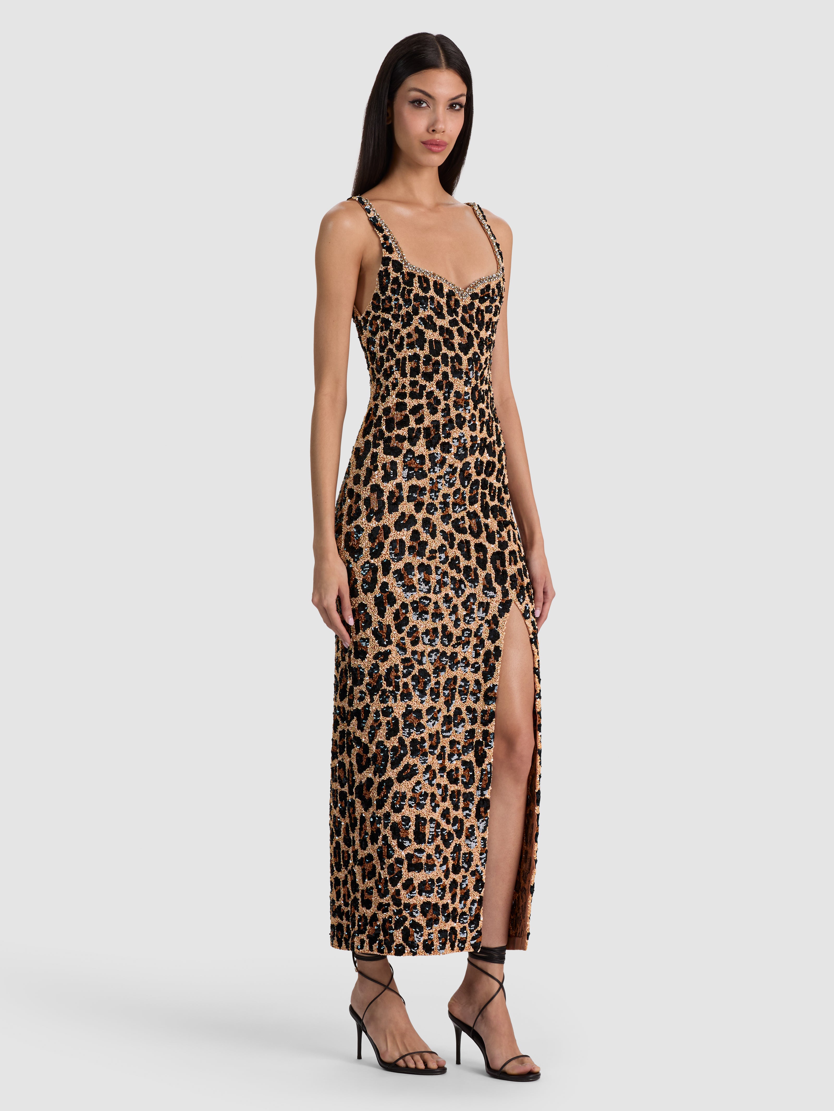 EVE EMBELLISHED MIDI GOWN-SPOTTED LEOPARD-ALICE + OLIVIA