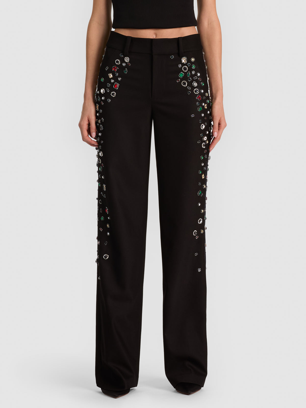 Pantalon ALEXANDER EMBELL HR coupe droite slim – Noir-Black-ALICE + OLIVIA