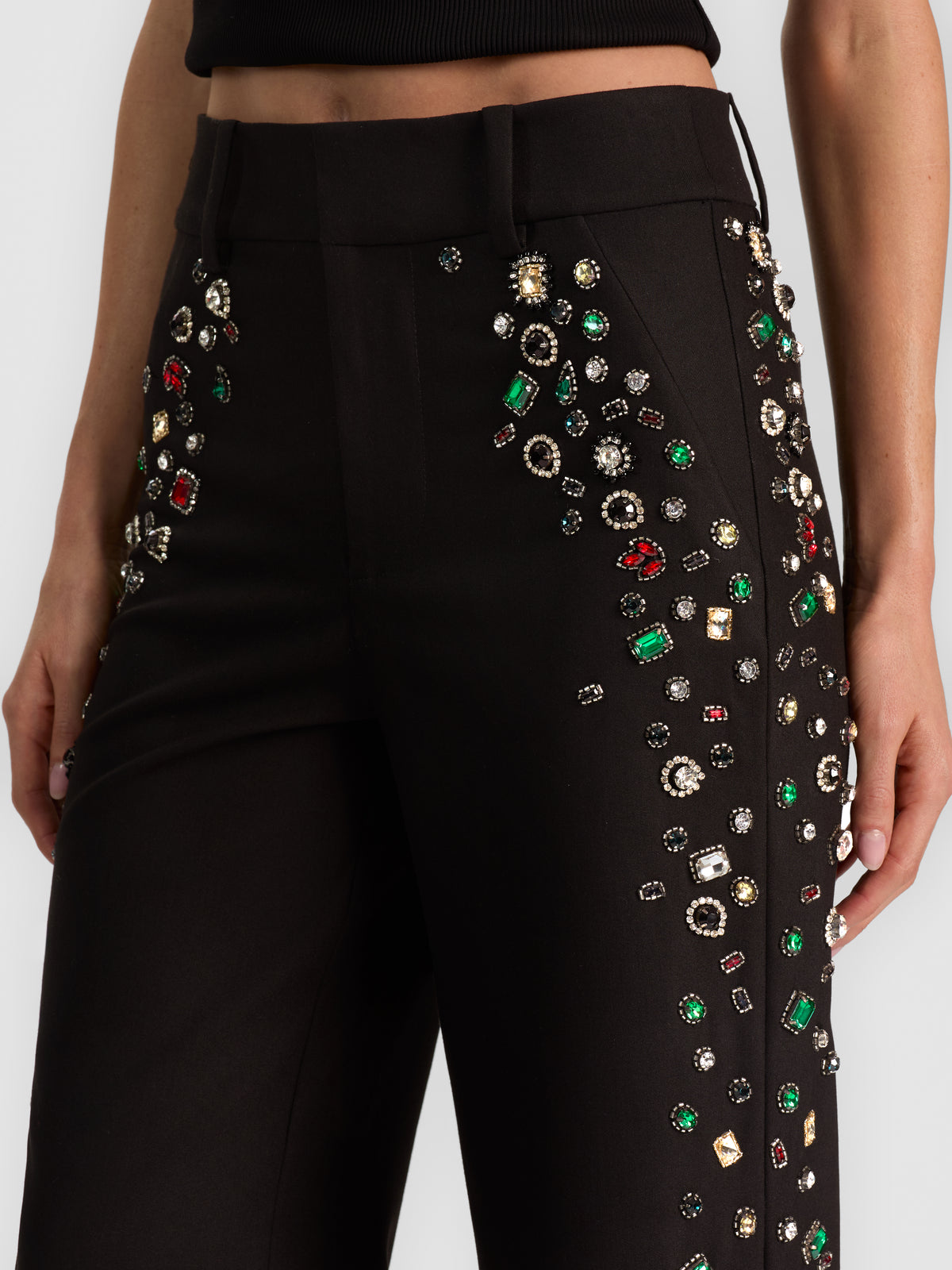 Pantalon ALEXANDER EMBELL HR coupe droite slim – Noir-Black-ALICE + OLIVIA