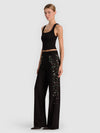 Pantalon ALEXANDER EMBELL HR coupe droite slim – Noir-Black-ALICE + OLIVIA