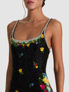 JULIA EMBELLISHED GOWN-DESERT SPRIGS BLACK-ALICE + OLIVIA