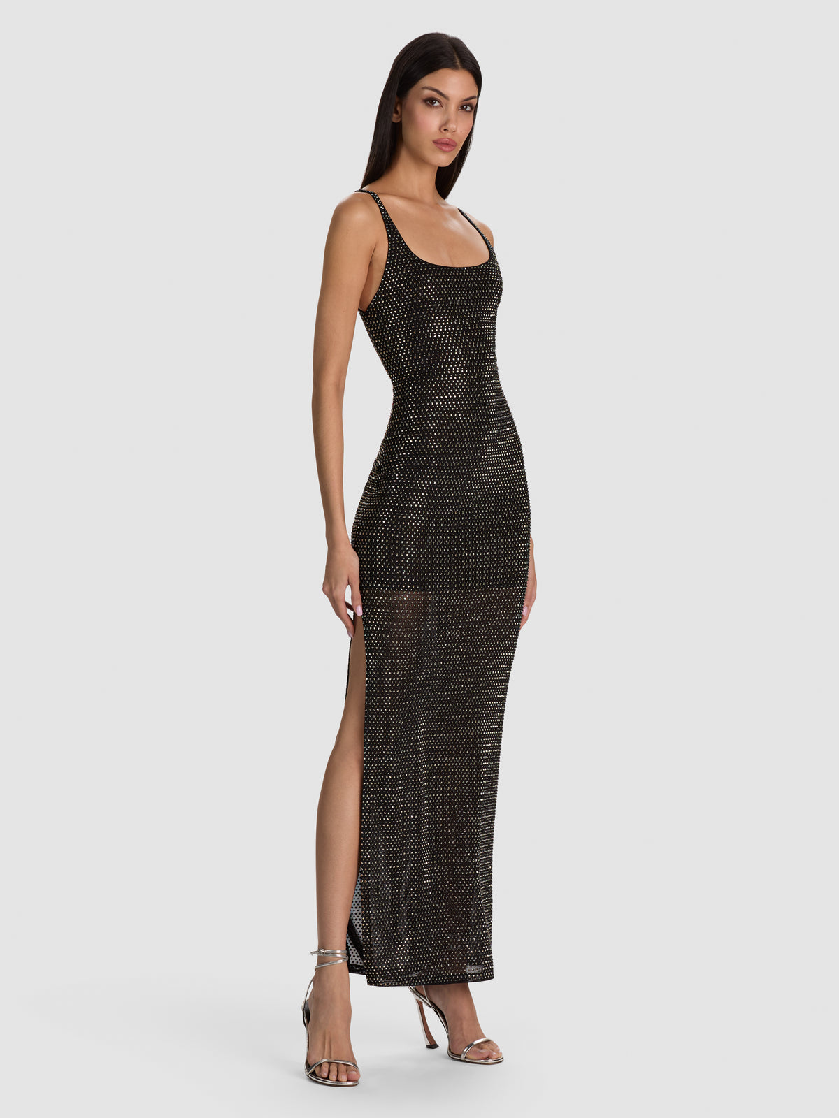 MATHILDE EMBELLISHED MAXI DRESS-BLACK/GUNMETAL-ALICE + OLIVIA