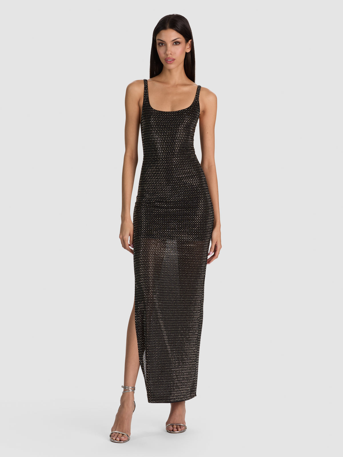 MATHILDE EMBELLISHED MAXI DRESS - BLACK/GUNMETAL