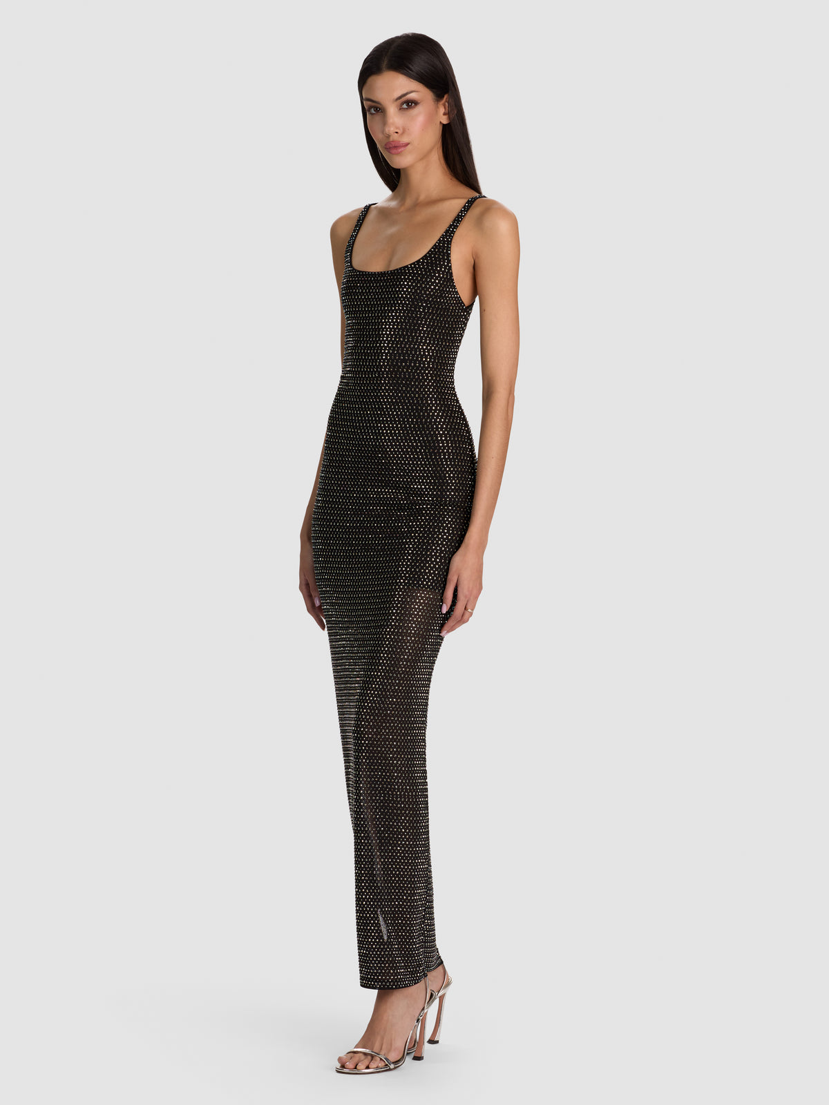 MATHILDE EMBELLISHED MAXI DRESS-BLACK/GUNMETAL-ALICE + OLIVIA