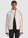 GILET PULL COL CHEMISE PEARSON – BLANC CASSÉ/NOIR-ALICE + OLIVIA