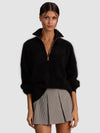 TOBY CASHMERE QUARTER ZIP-Black-ALICE + OLIVIA