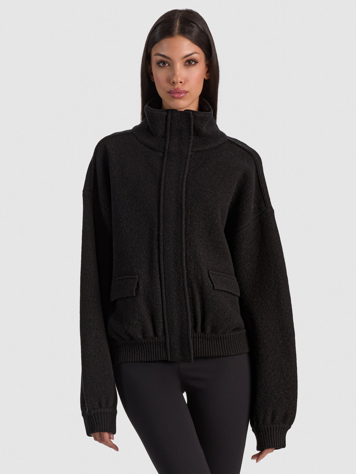 ANORAK ZIP CON CAPPUCCIO STUART - NERO