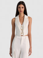 TESSA VEST WITH LAPEL - OFF WHITE