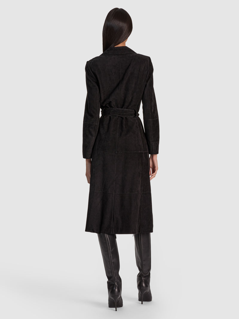 Karley Suede Wrap Long Coat