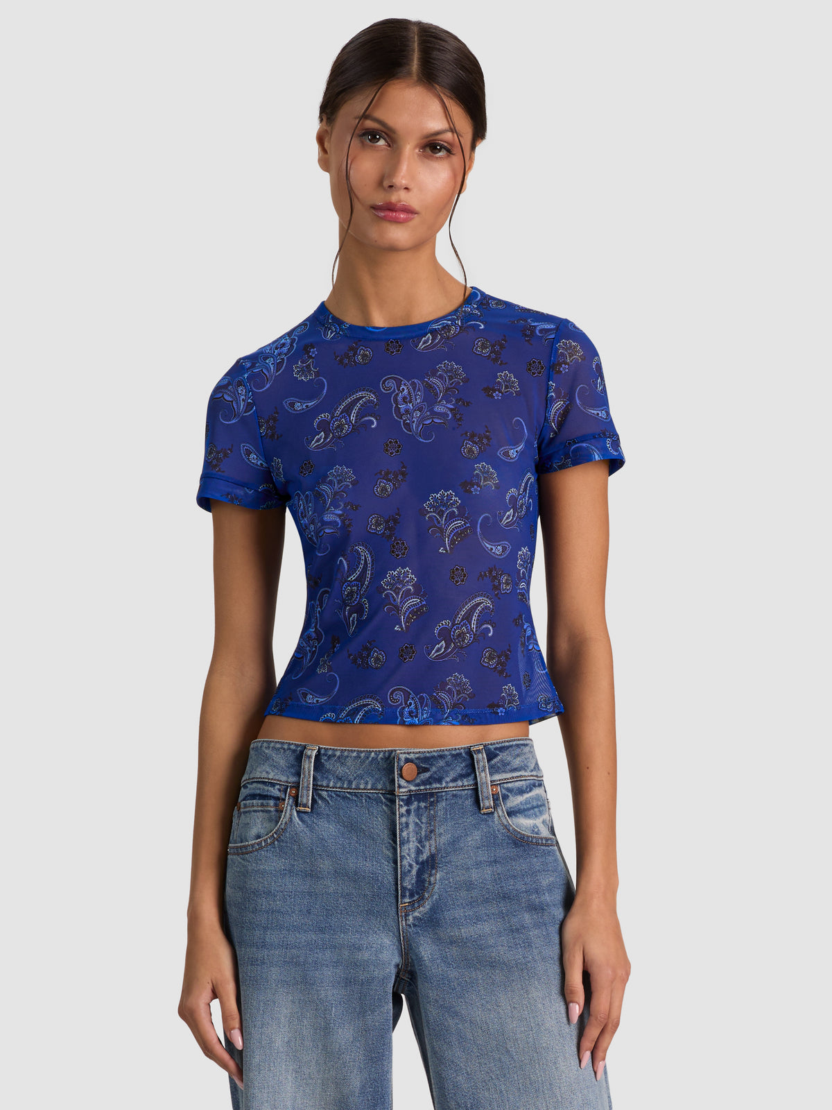 TESS CREW NECK TEE-BOUNDLESS PAISLEY SM-ALICE + OLIVIA