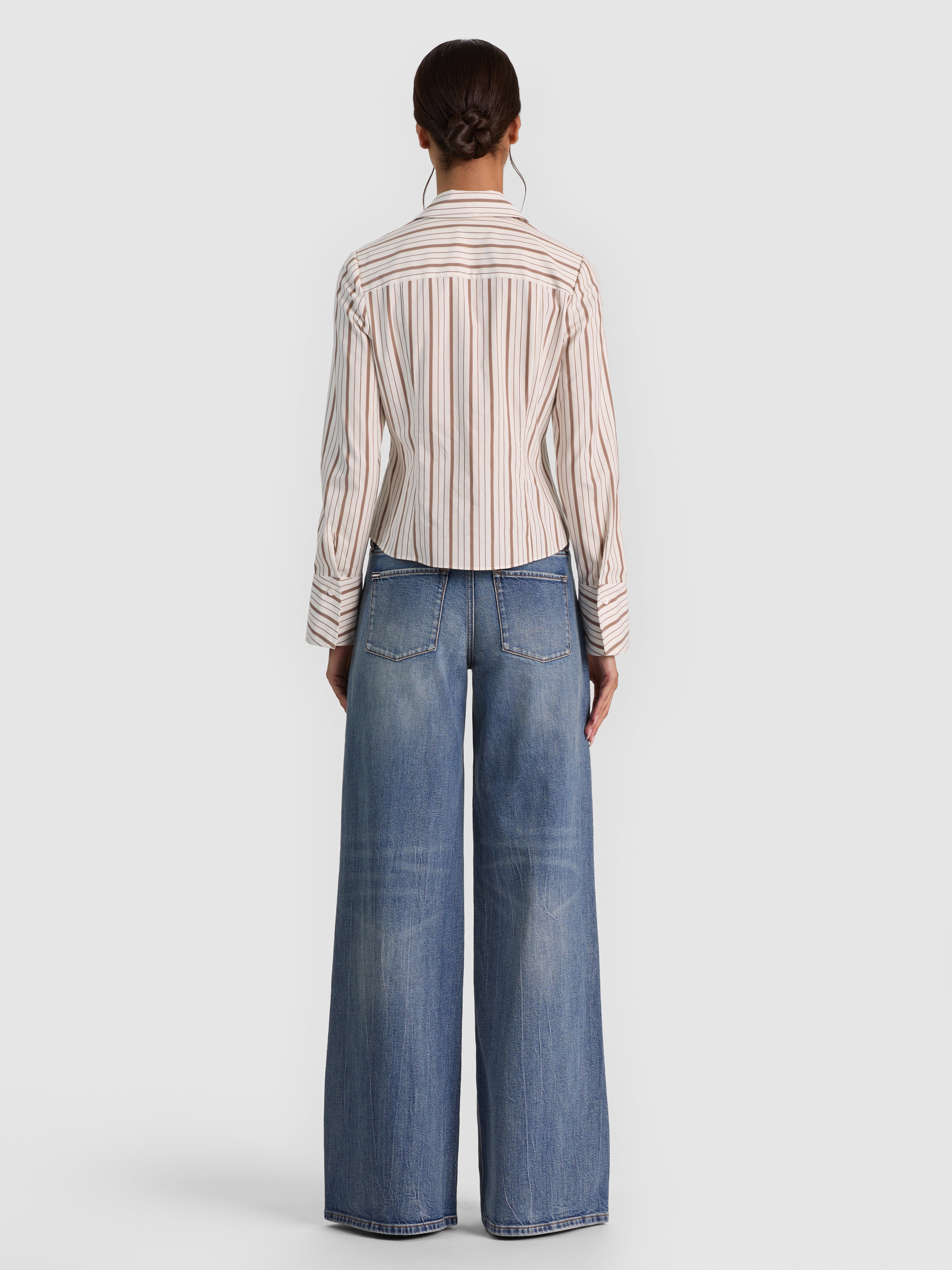 FREYA BUTTON DOWN TOP-OFF WHITE MULTI-ALICE + OLIVIA