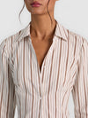 FREYA BUTTON DOWN TOP-OFF WHITE MULTI-ALICE + OLIVIA