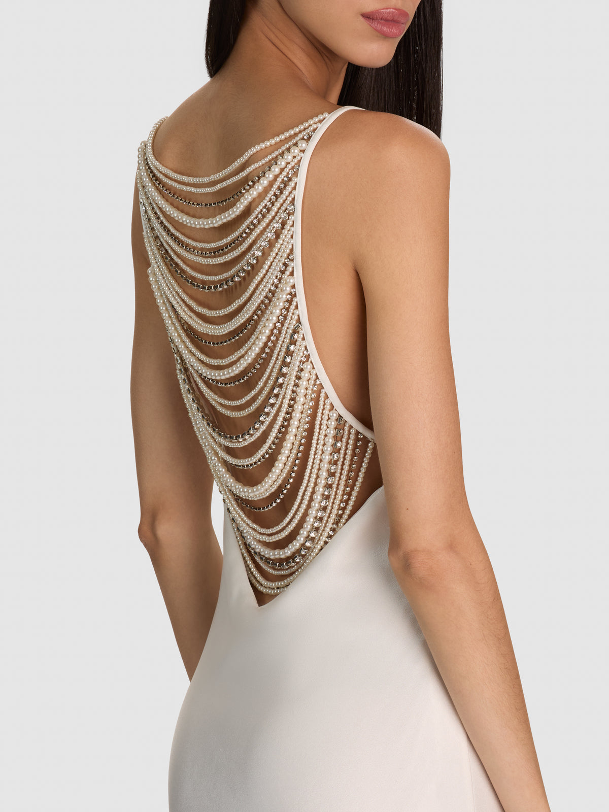 ABITO SOTTOVESTE MIDI AMPIO HARMONY CON DECORAZIONI-OFF WHITE-ALICE + OLIVIA