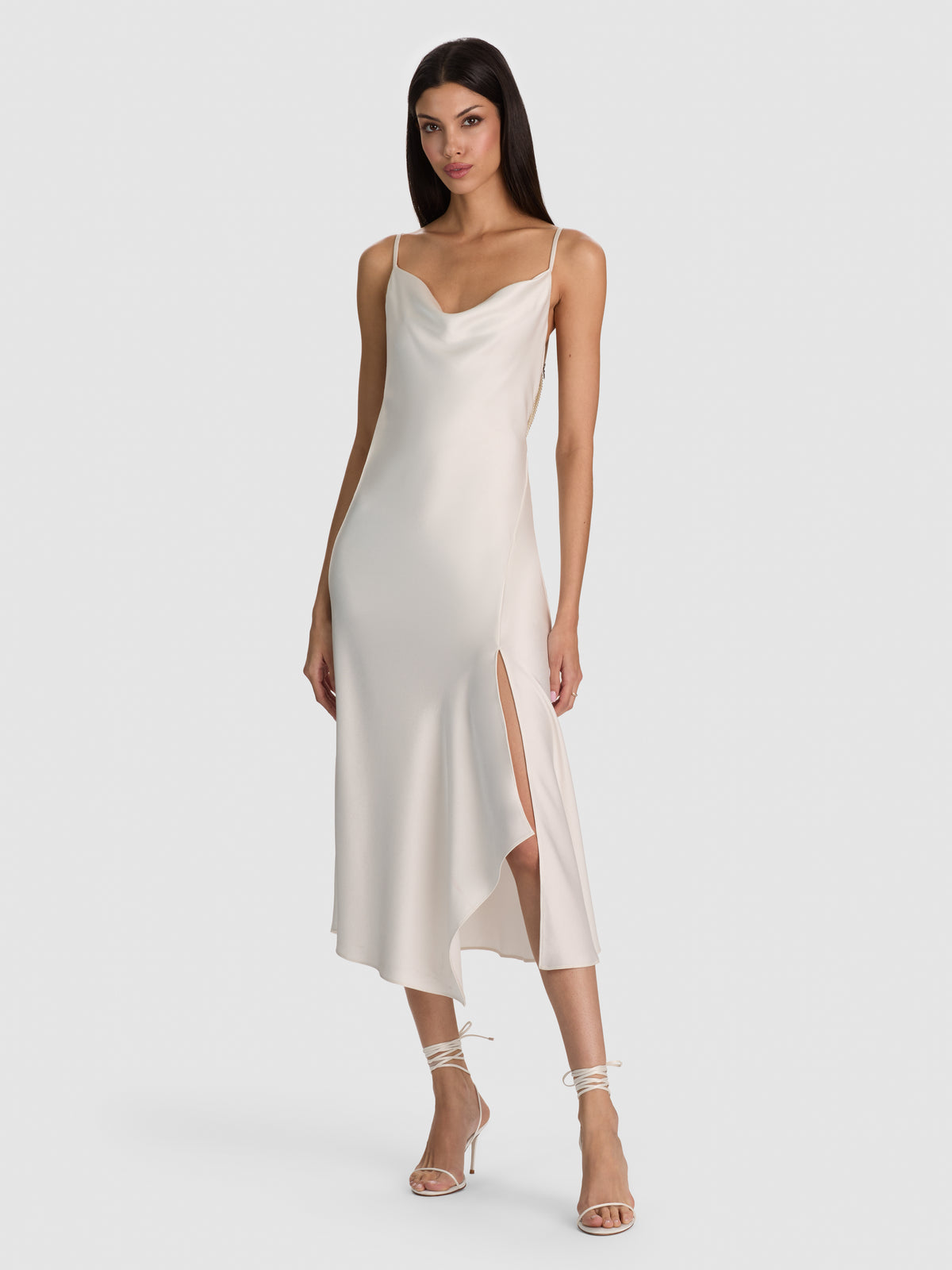 ABITO SOTTOVESTE MIDI AMPIO HARMONY CON DECORAZIONI-OFF WHITE-ALICE + OLIVIA