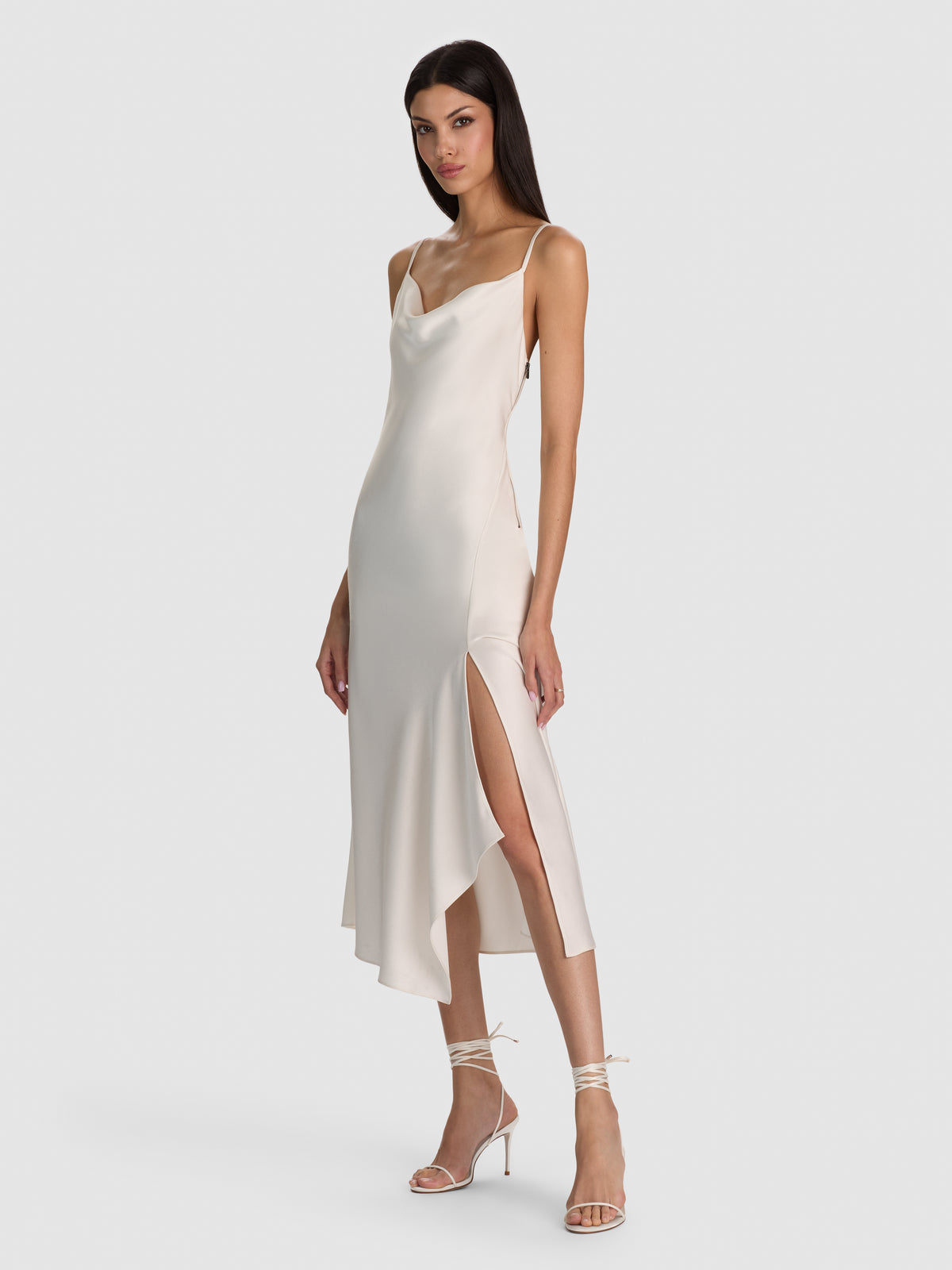 ABITO SOTTOVESTE MIDI AMPIO HARMONY CON DECORAZIONI-OFF WHITE-ALICE + OLIVIA