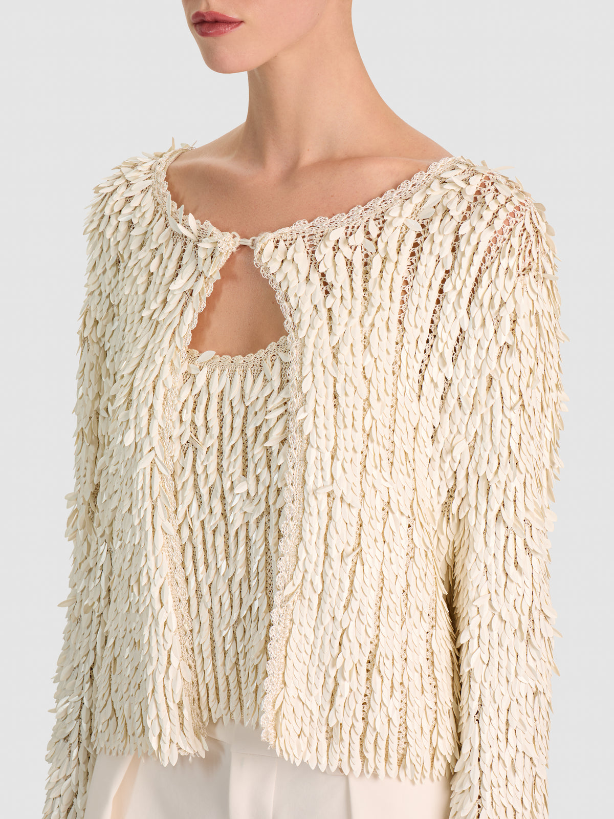ANDERSON ALLOVER SEQUIN CARDIGAN-SOFT WHITE/WHITE-ALICE + OLIVIA
