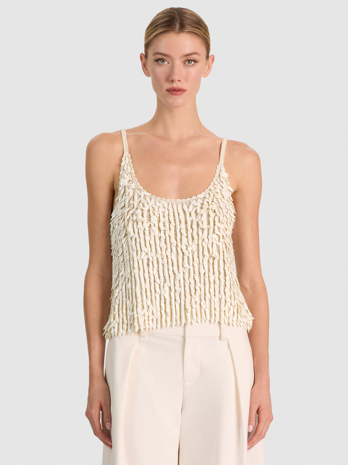 NICOLETTE ALLOVER SEQUIN TANK - SOFT WHITE