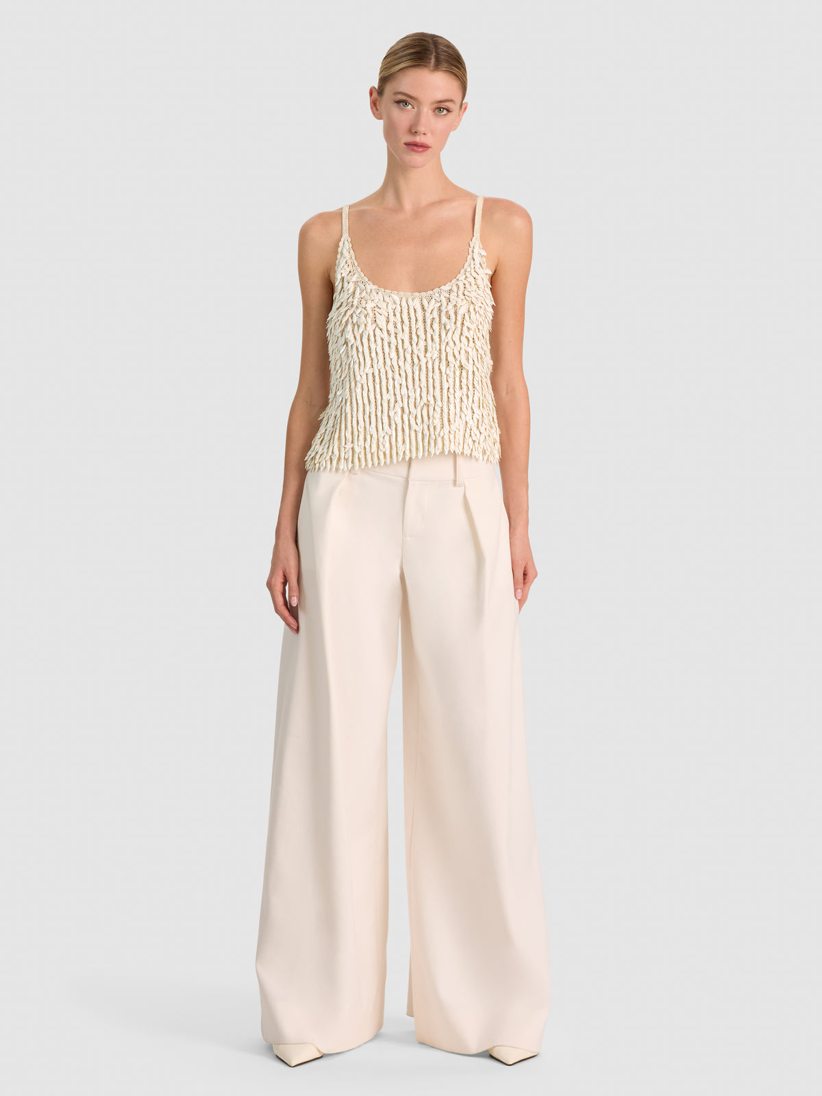 NICOLETTE ALLOVER SEQUIN TANK - SOFT WHITE