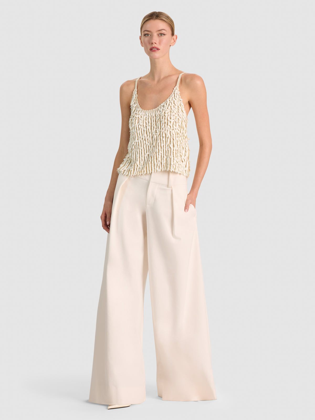 NICOLETTE ALLOVER SEQUIN TANK - SOFT WHITE