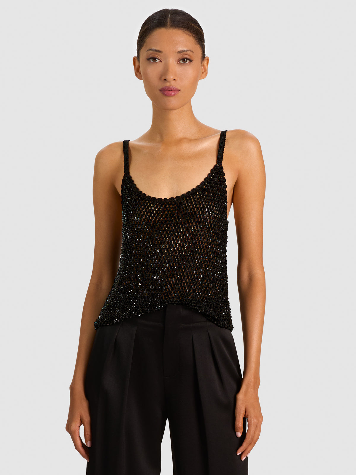 DÉBARDEUR EN MAILLE AVEC SEQUINS KRISTA-Black-ALICE + OLIVIA