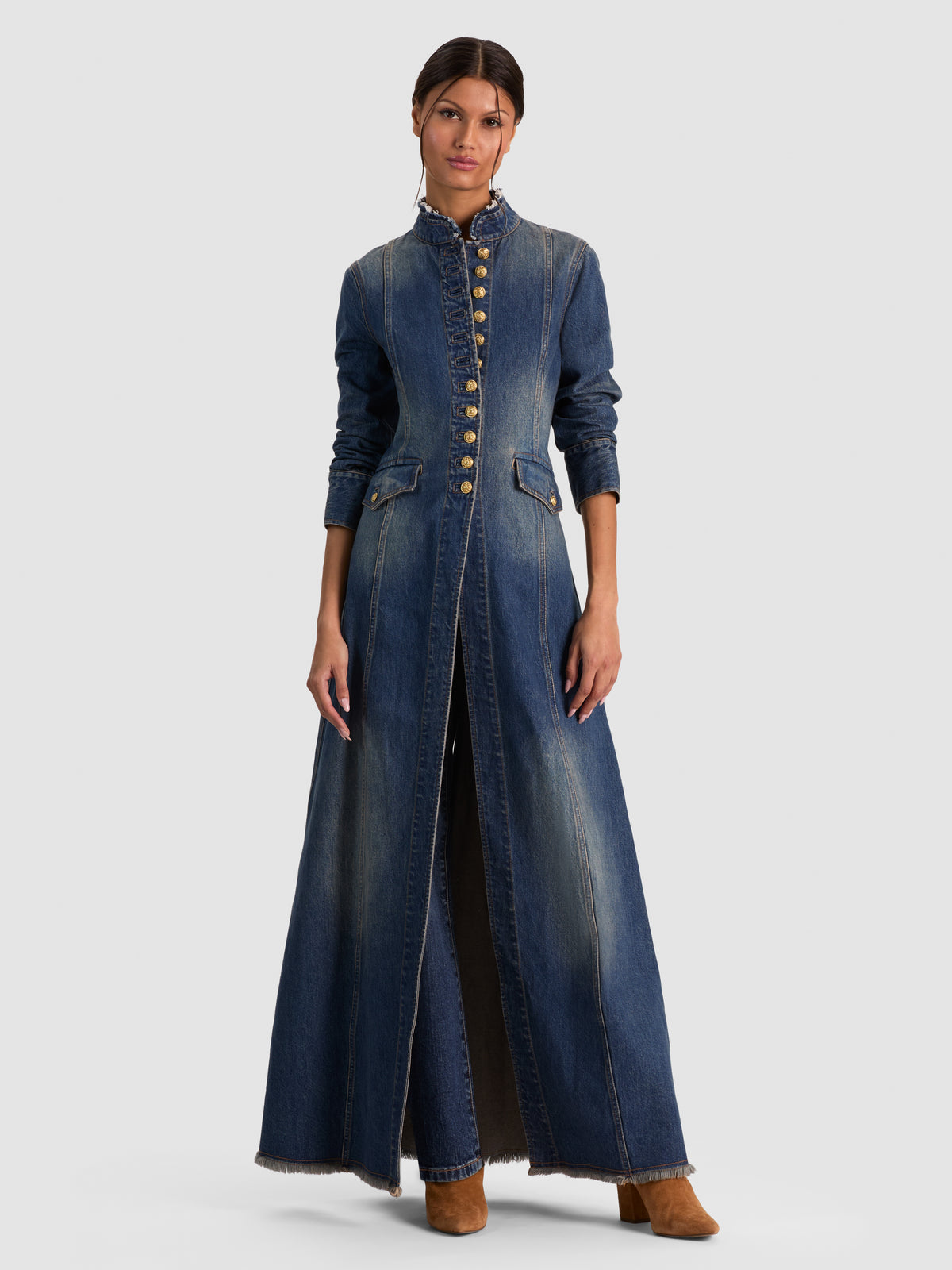 GIUBBINO MILITARE IN JEANS WINN LONG - BLU VINTAGE GEORGETTA