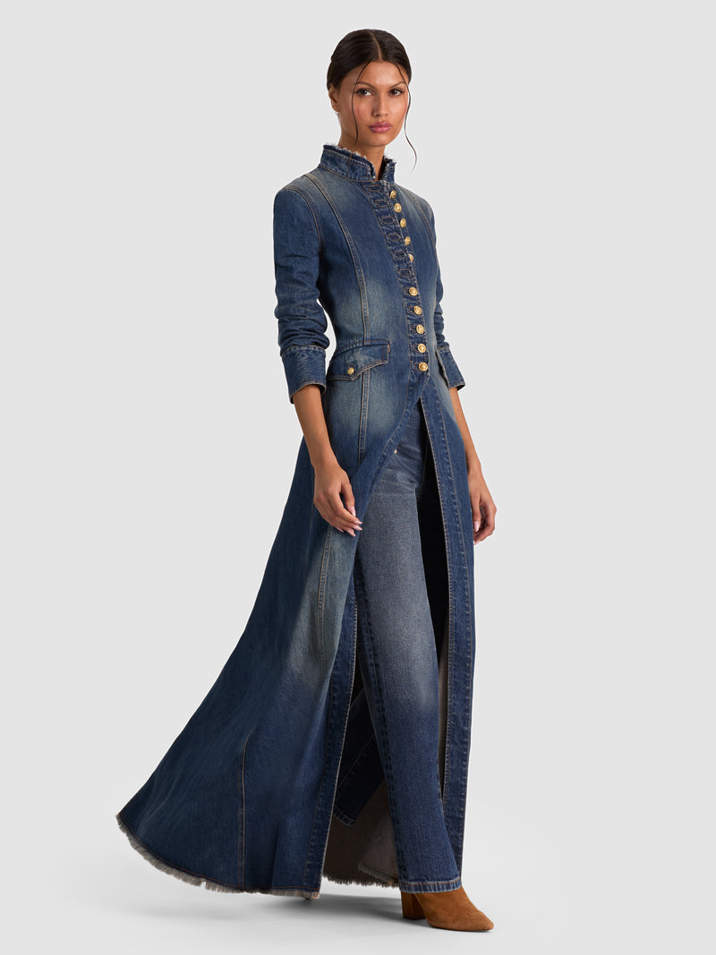 Winn Long Denim Military Jacket