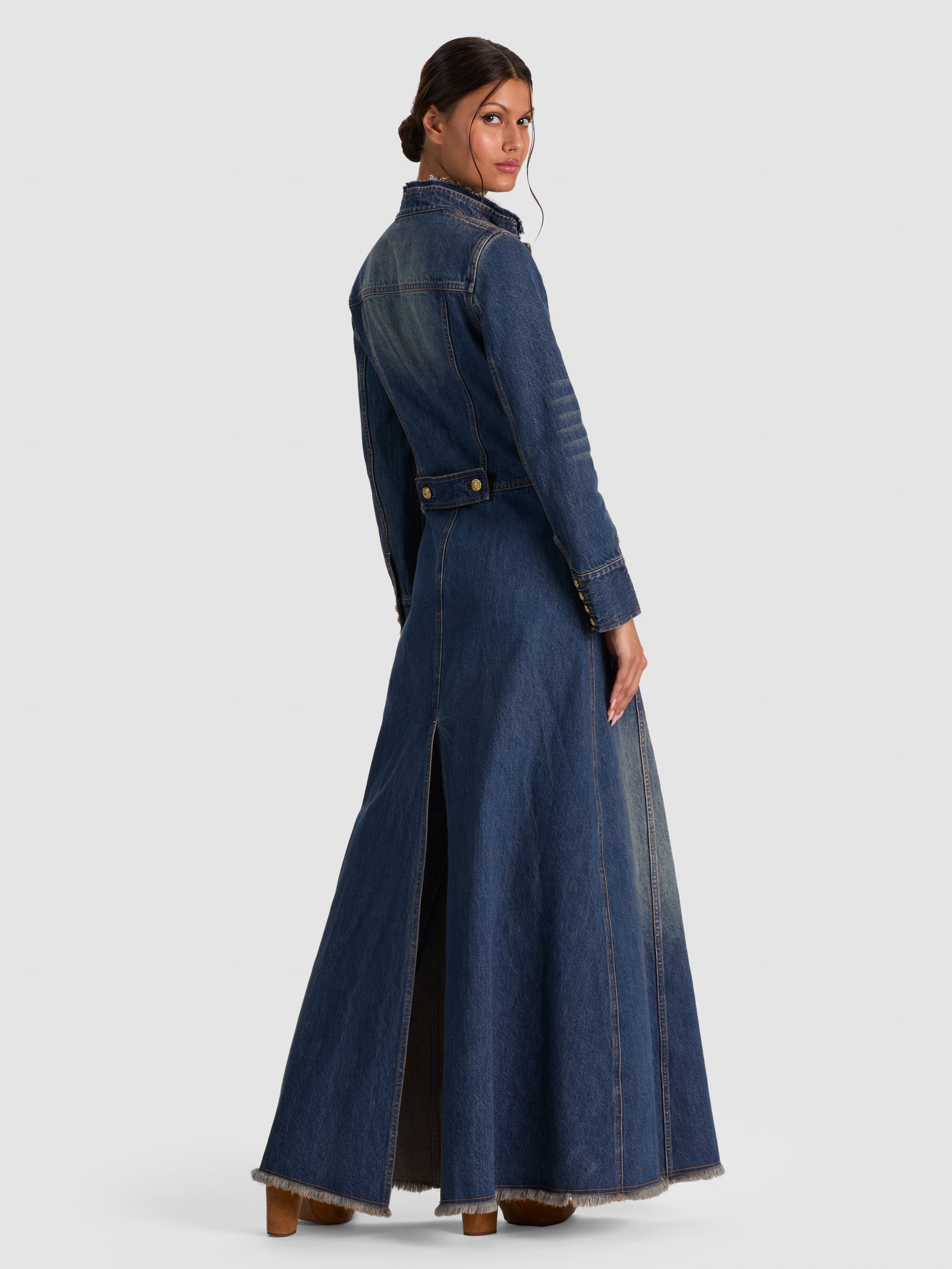 Winn Long Denim Military Jacket