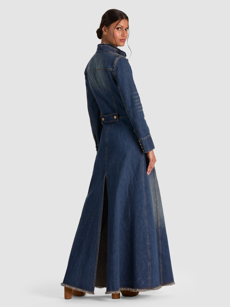 Winn Long Denim Military Jacket
