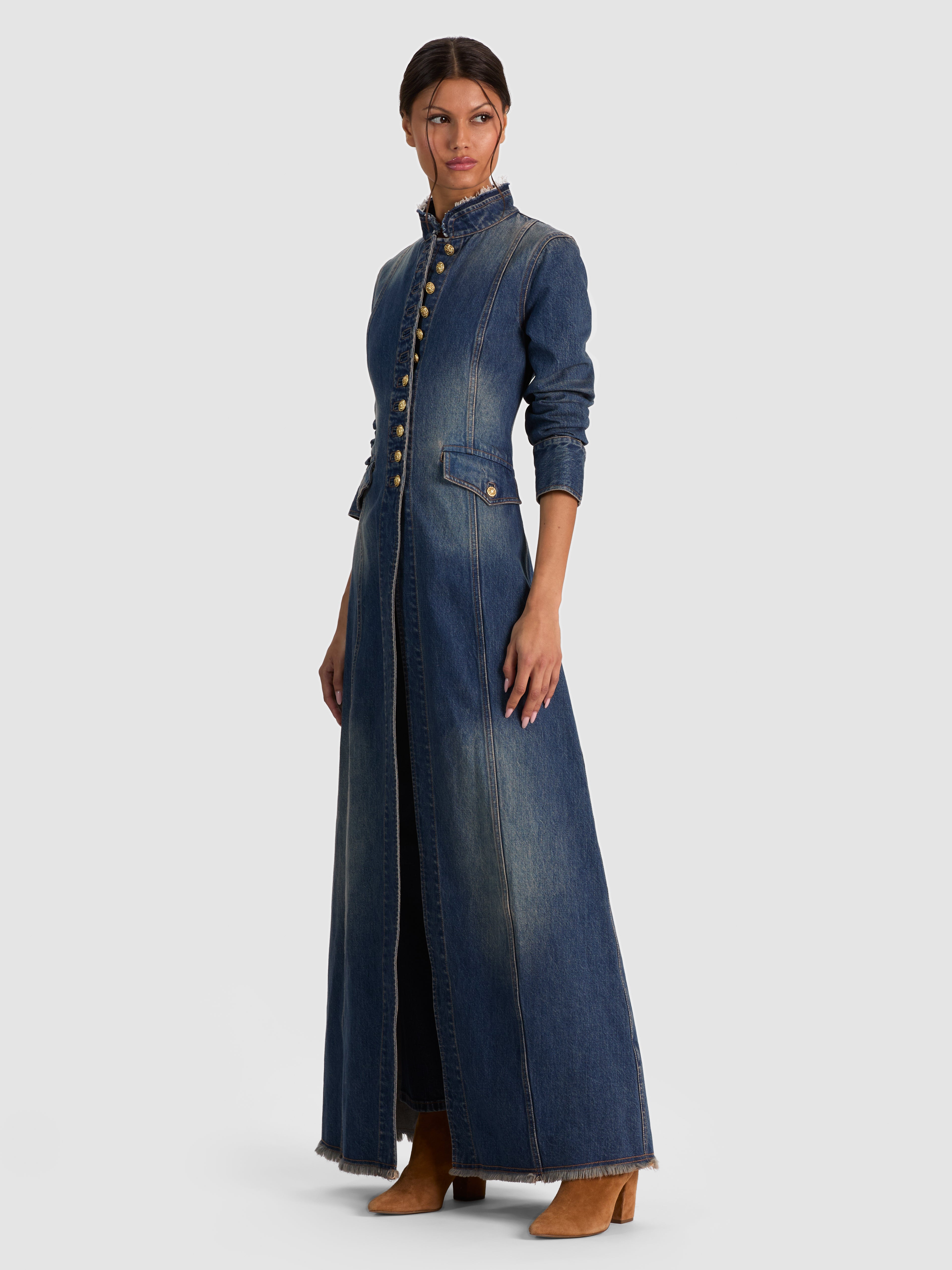 Winn Long Denim Military Jacket