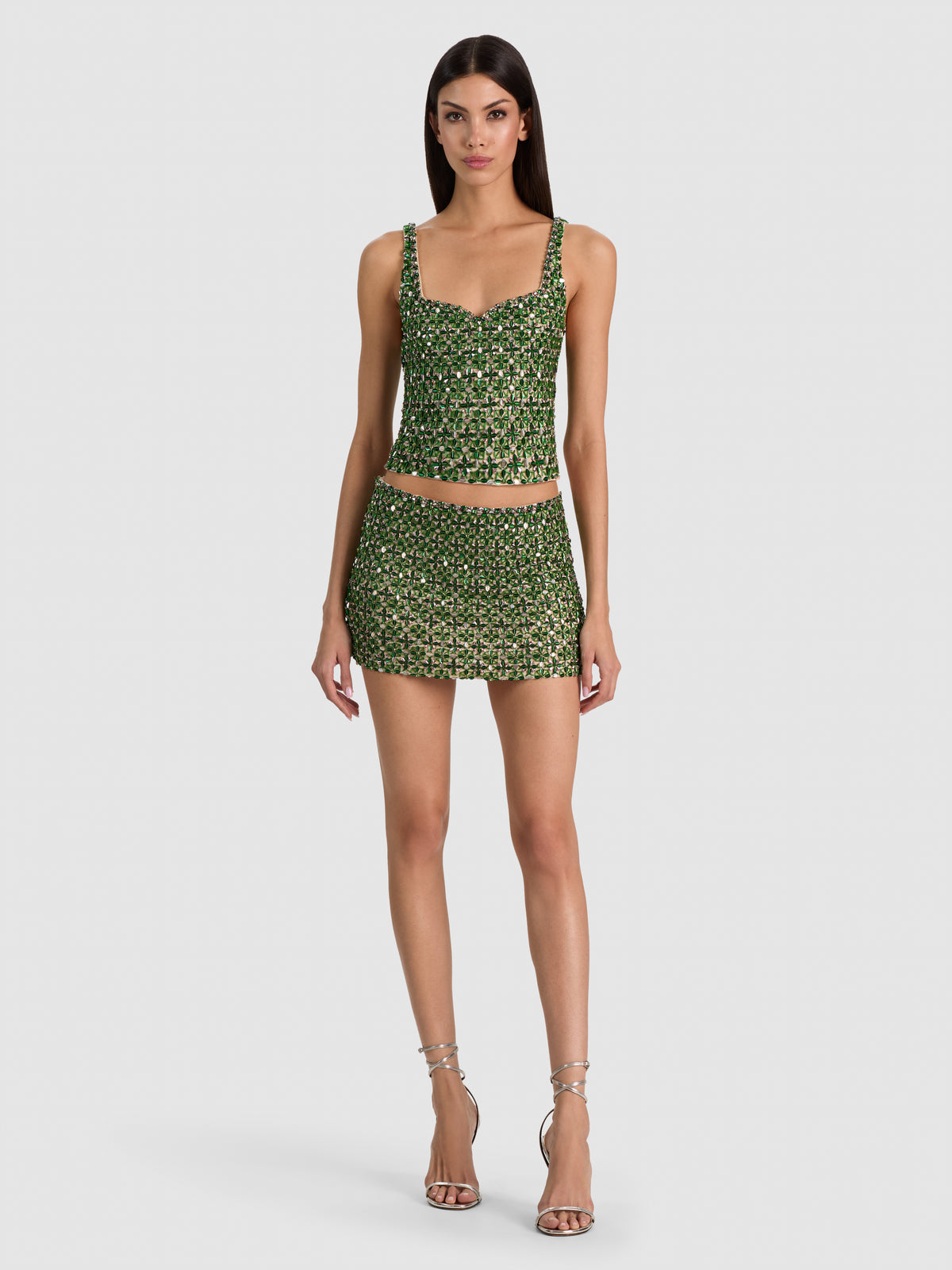 RUBI EMBELLISHED MINI SKORT-MEADOW GREEN-ALICE + OLIVIA