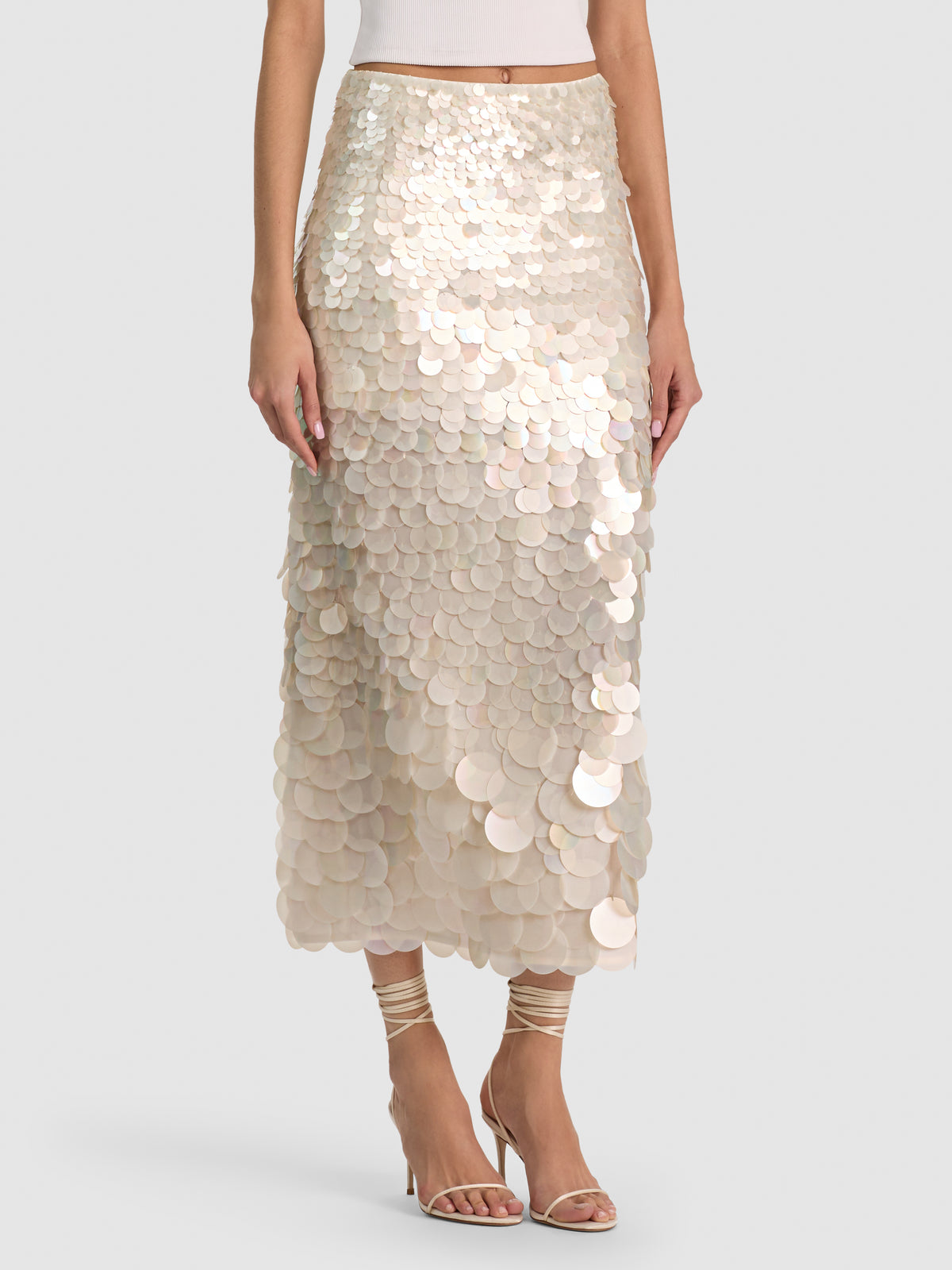 JUPE À ENFILER MI-LONGUE PAILLETÉE MAEVE-OFF WHITE-ALICE + OLIVIA