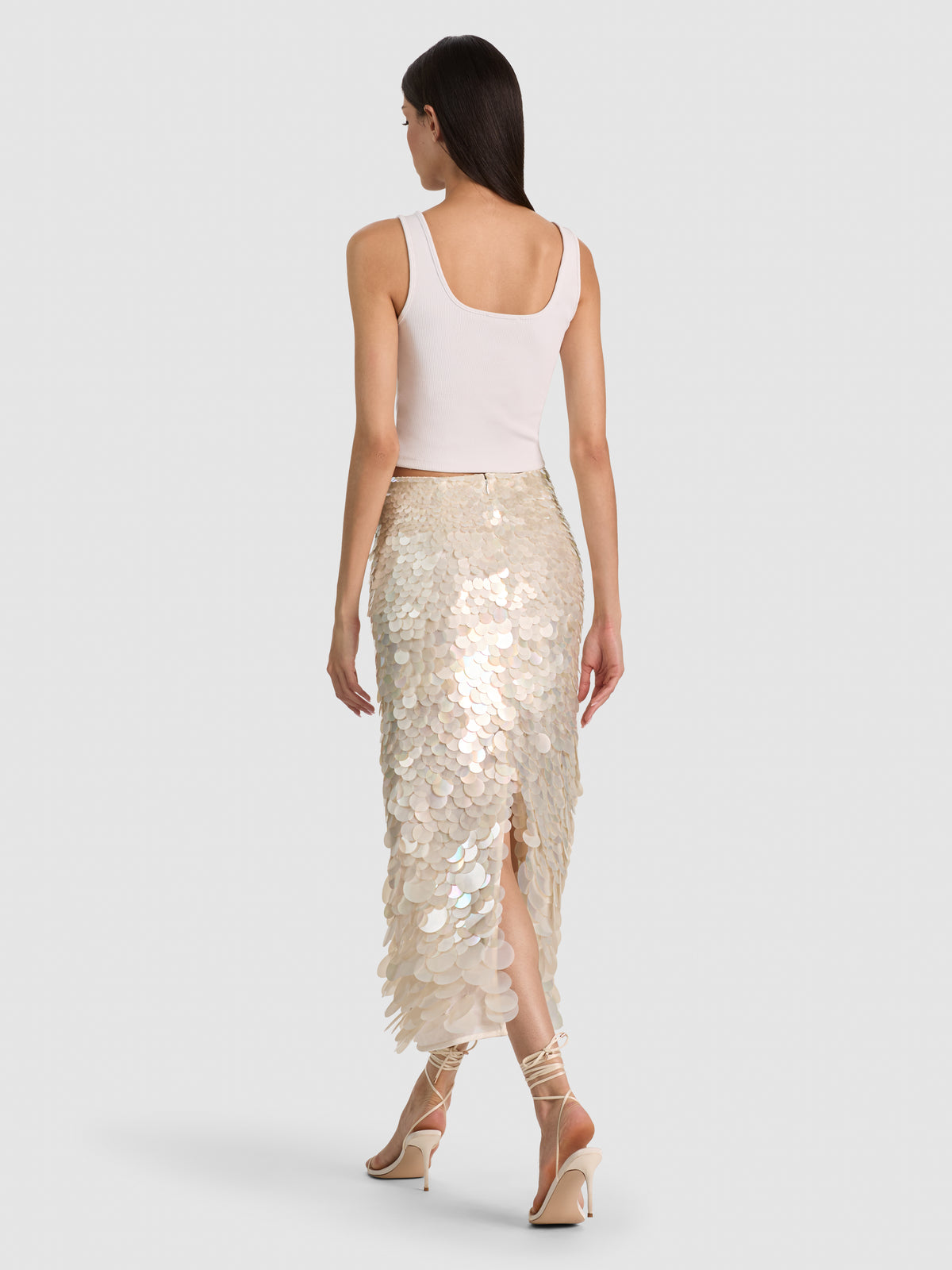 JUPE À ENFILER MI-LONGUE PAILLETÉE MAEVE-OFF WHITE-ALICE + OLIVIA
