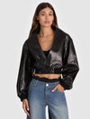 SYLVIA HIGH NECK WRAP JACKET-Black-ALICE + OLIVIA