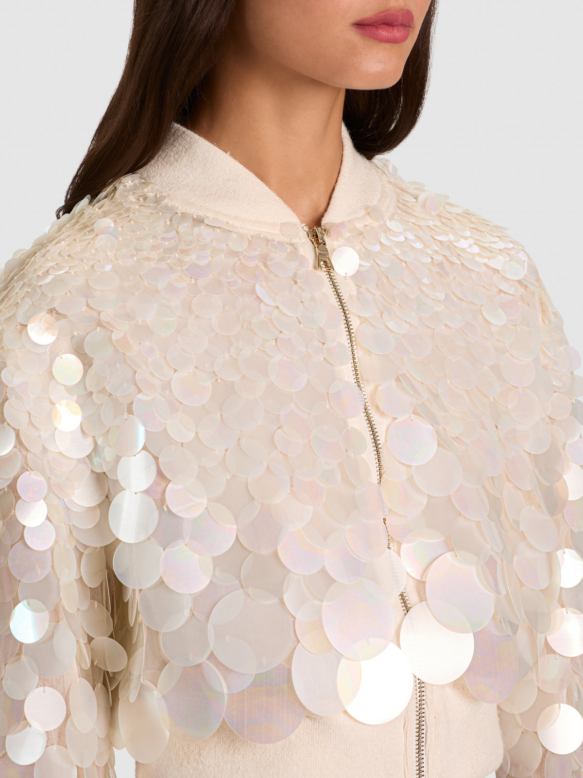 ODIE BOMBER CORTO PAILLETTES-OFF WHITE-ALICE + OLIVIA