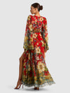 ROBE LONGUE ÉVASÉE MANCHES EVASÉES DÉCOLLETÉ EN V PROFOND ISLA-GARDEN VISTA CANDY APPLE-ALICE + OLIVIA