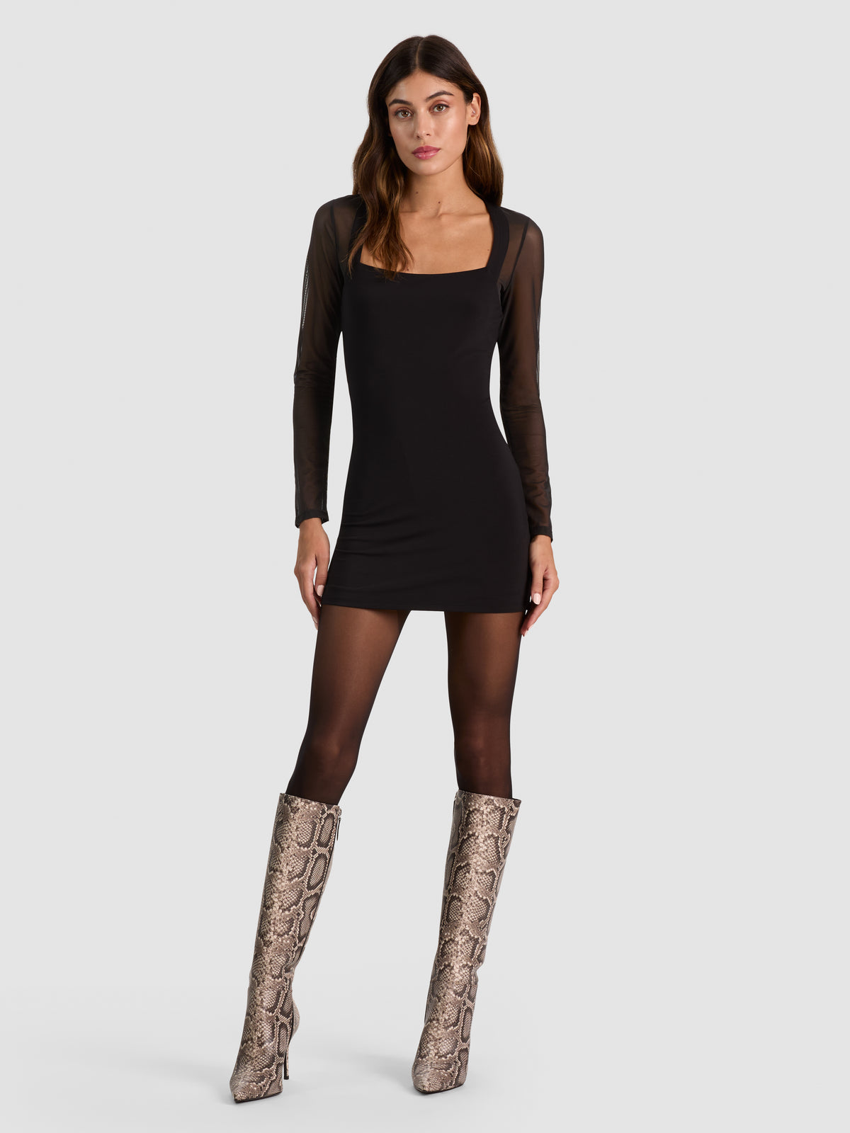 ROXANE SCOOP MINI DRESS-Black-ALICE + OLIVIA
